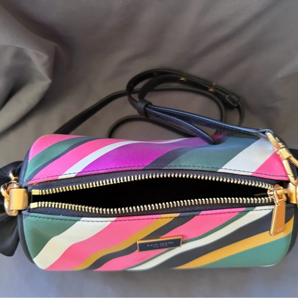 kate spade Multicolor Striped Barrel Cosmetic Bag in Green, Pink, Yellow novelty